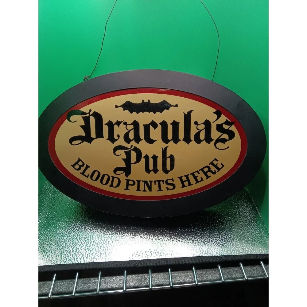 Draculas Pub Lighted Sign Blood Pints Here Halloween Decor Works